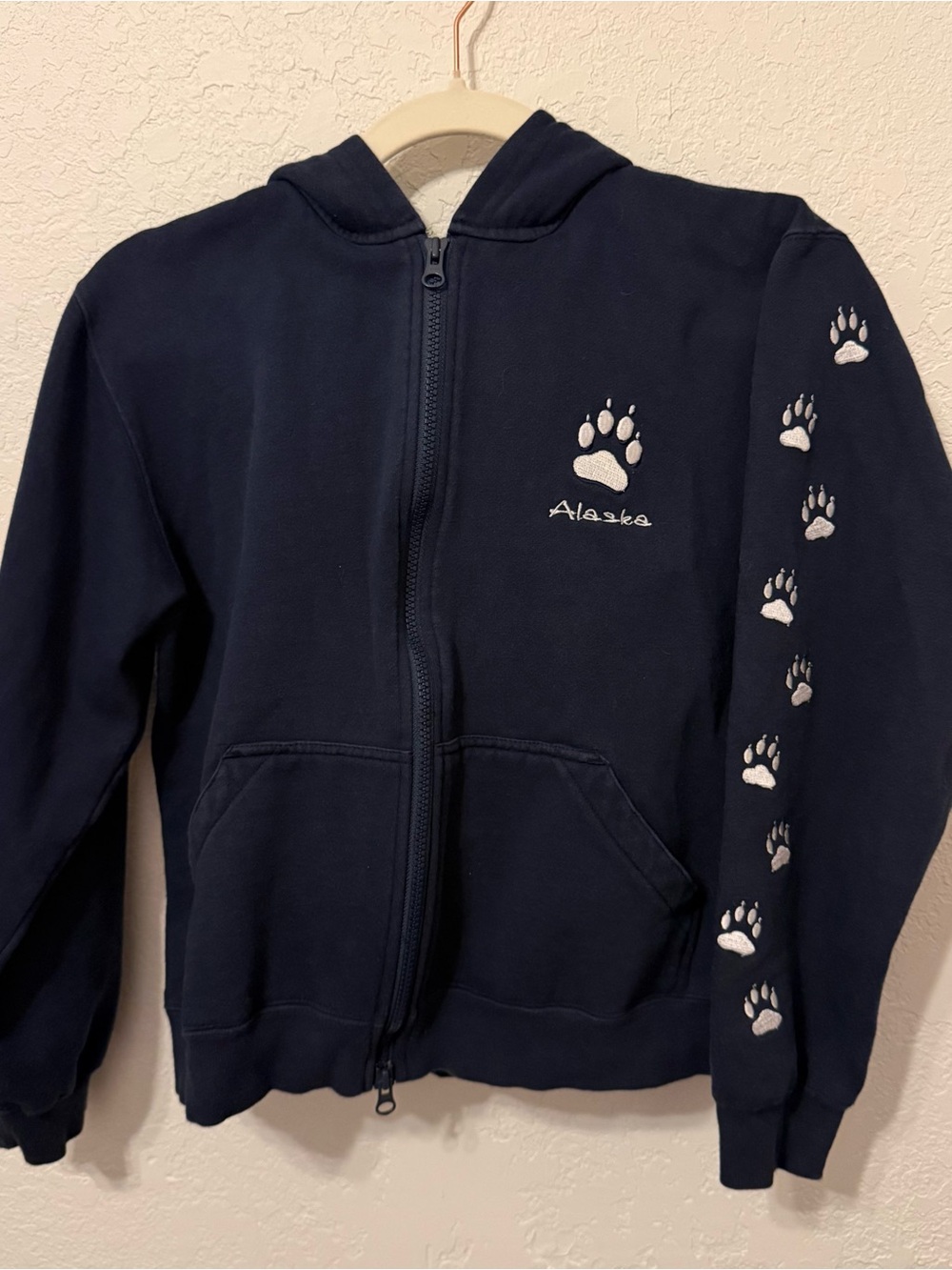 Vintage sol adventure by del sol Navy zip up Hoodie with Paw Prints